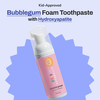 autobrush Fluoride-Free Foaming Toothpaste for Kids – Bubblegum, Whitening & Deep Cleaning