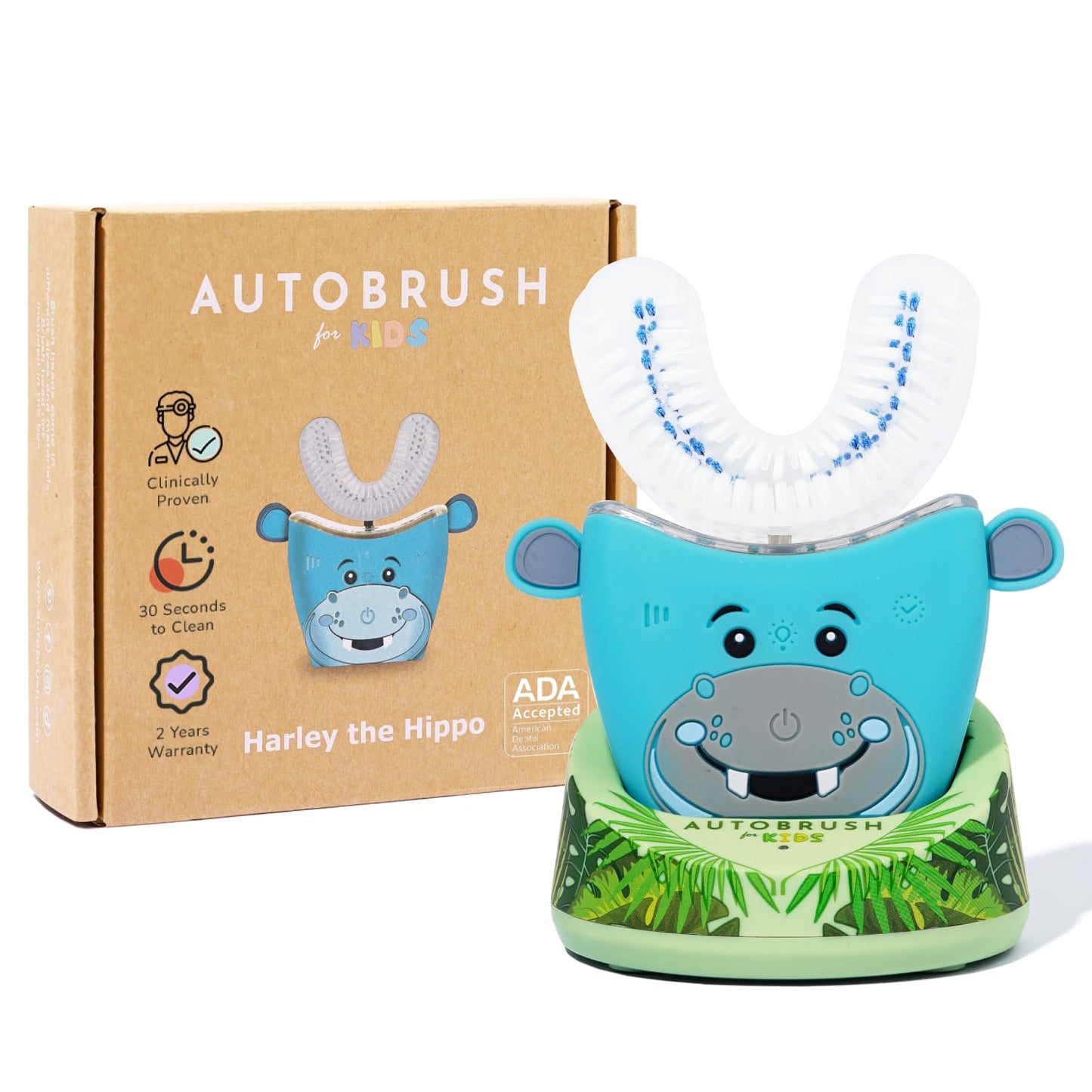 Autobrush Kids Electric Toothbrush – ADA-Accepted U-Shaped, Clinically Proven 5.1x Cleaner, 30s 360° Coverage | Ages 6-8 | Hippo