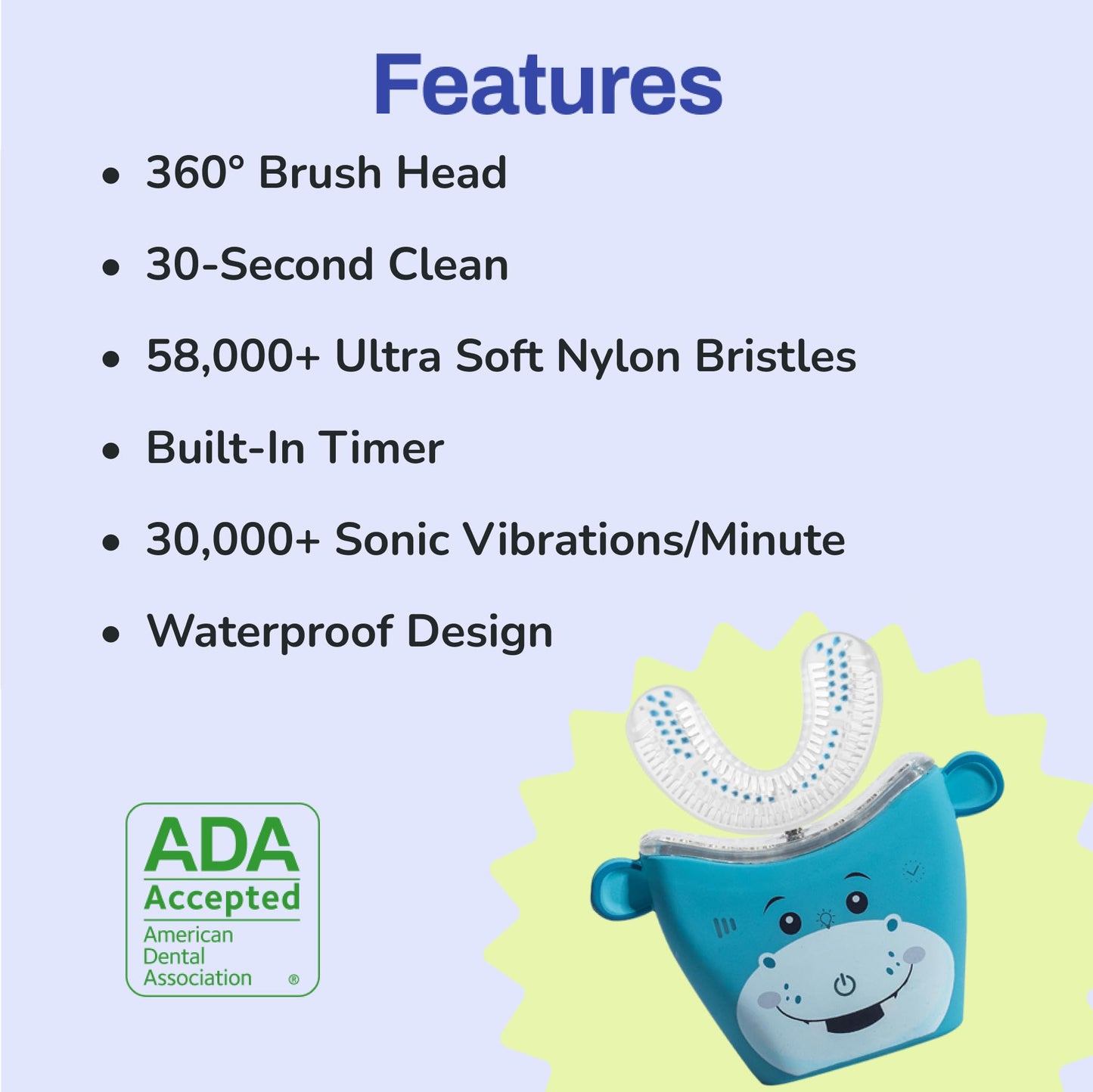autobrush Kids Electric Toothbrush – ADA-Approved U-Shaped, Clinically Proven Up to 5.1x Cleaning (Ages 9-12) | Hippo
