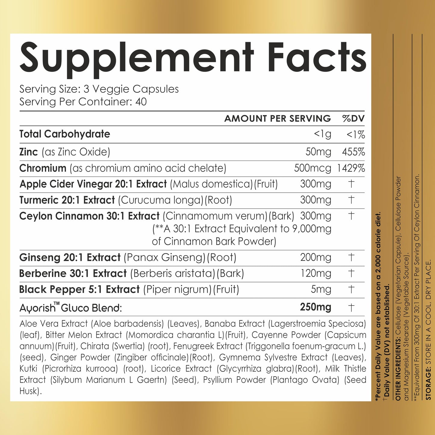 Ayorish Ceylon Cinnamon Capsule 30:1 Extract Equivalent to 9000mg | Turmeric, Ginseng, Apple Cider Vinegar Berberine Plus Bitter Melon Gymnema, Kutki, Chirata 120 Veg Capsules – 60 Days Supply
