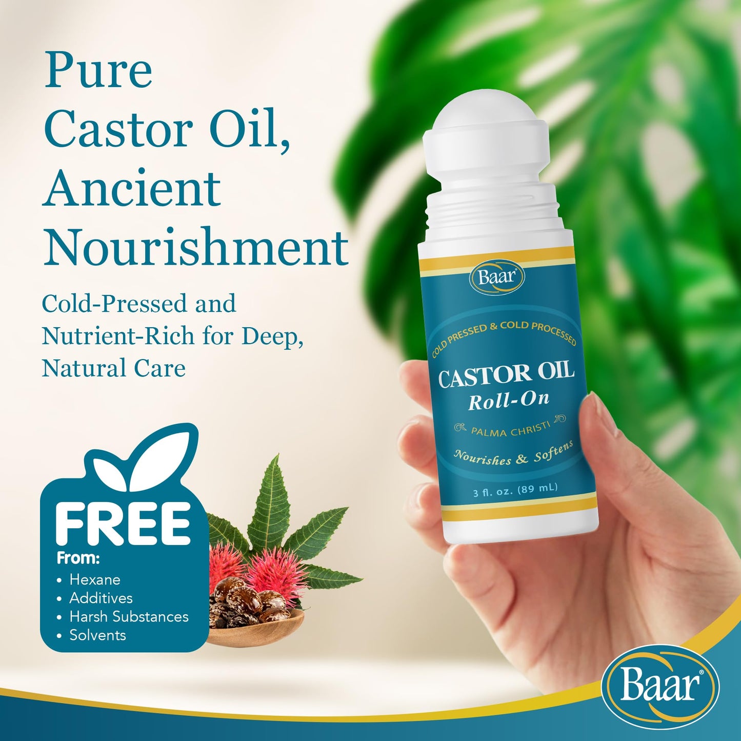 Baar Castor Oil Roll-On 3 oz – Palm Christi | Health & Beauty