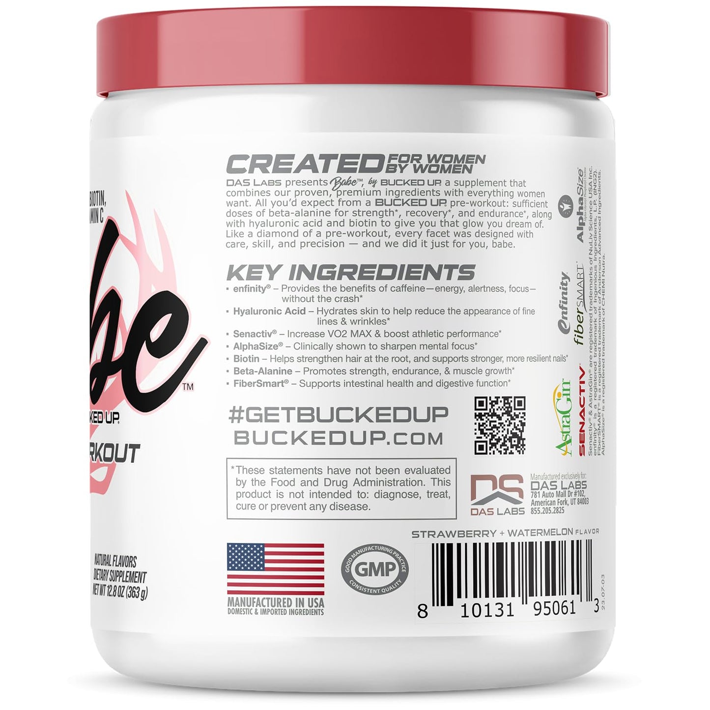 Bucked Up Babe Pre-Workout for Women – Watermelon Splash | 30 Servings | 12.8 oz