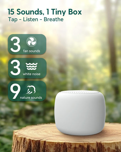 BABELIO Pocket White Noise Machine | 15 Non-Looping Sounds, Timer & Memory, Travel Mini
