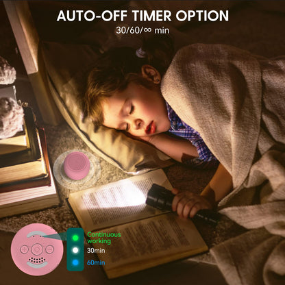BABELIO Pocket White Noise Sound Machine – 15 Non-Looping Sounds, Timer, Memory Function, Pink
