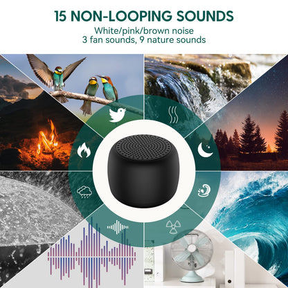 BABELIO Pocket White Noise Sound Machine – 15 Sounds, Timer, Memory Function