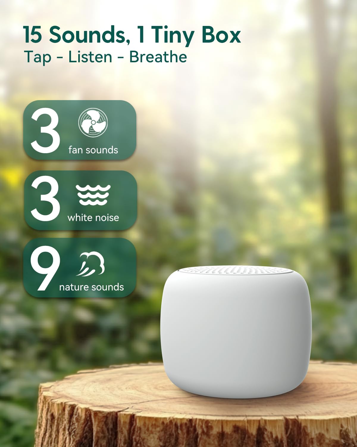 BABELIO White Noise Sound Machine 2-Pack – Pocket-Size, 15 Non-Looping Sounds, Timer & Memory