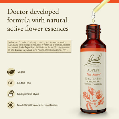 Bach Original Flower Remedies Aspen – Feel Secure – 20mL Dropper