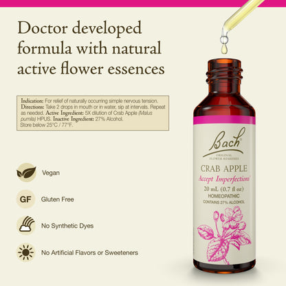 Bach Crab Apple Original Flower Remedy - Accept Imperfections | 20mL Dropper