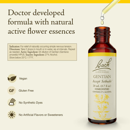 Bach Gentian Original Flower Remedy – Accept Setbacks | 20mL Dropper