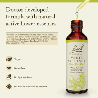 Bach White Chestnut Original Flower Remedies - Calm The Mind (20mL) | Vegan