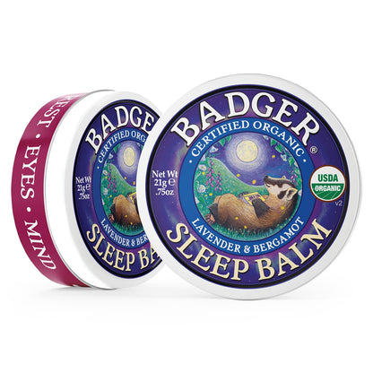 Badger Sleep Balm – Organic Lavender & Bergamot Sleep Support (3-Pack, 0.75 oz Tin)