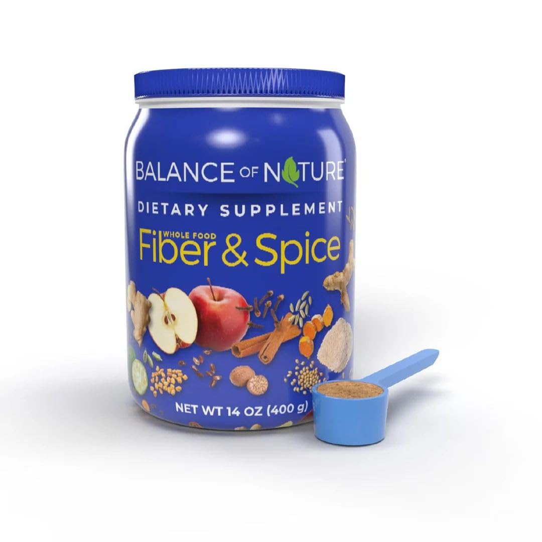 Balance of Nature Fiber & Spice: Psyllium Husk, Flax Seed, Turmeric & Apple – 30 Servings