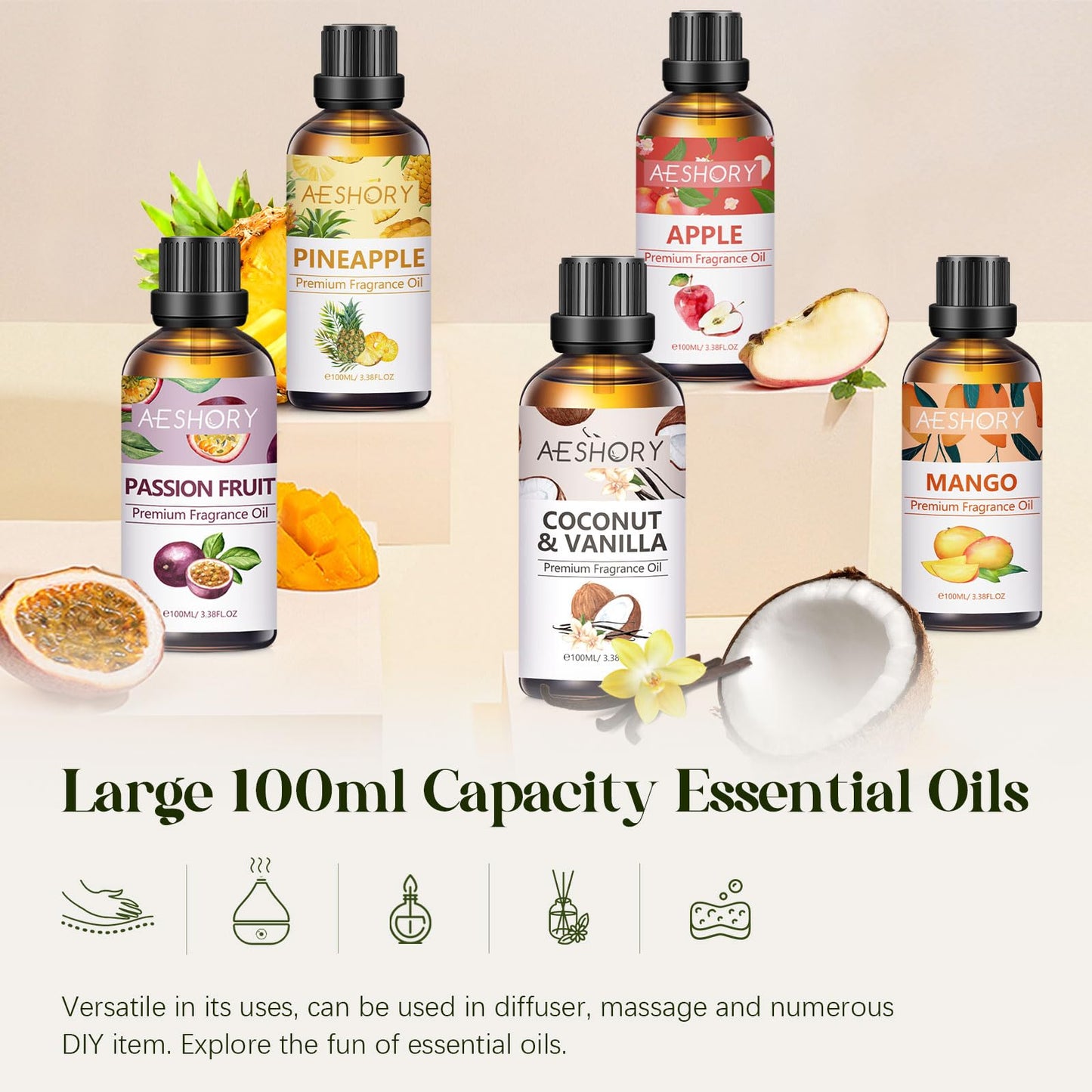 Banana Fragrance Oil - 3.38 FL OZ (100 ml) | Aromatherapy Essential Oils for Diffusers, Massage, Soap & Candle Making