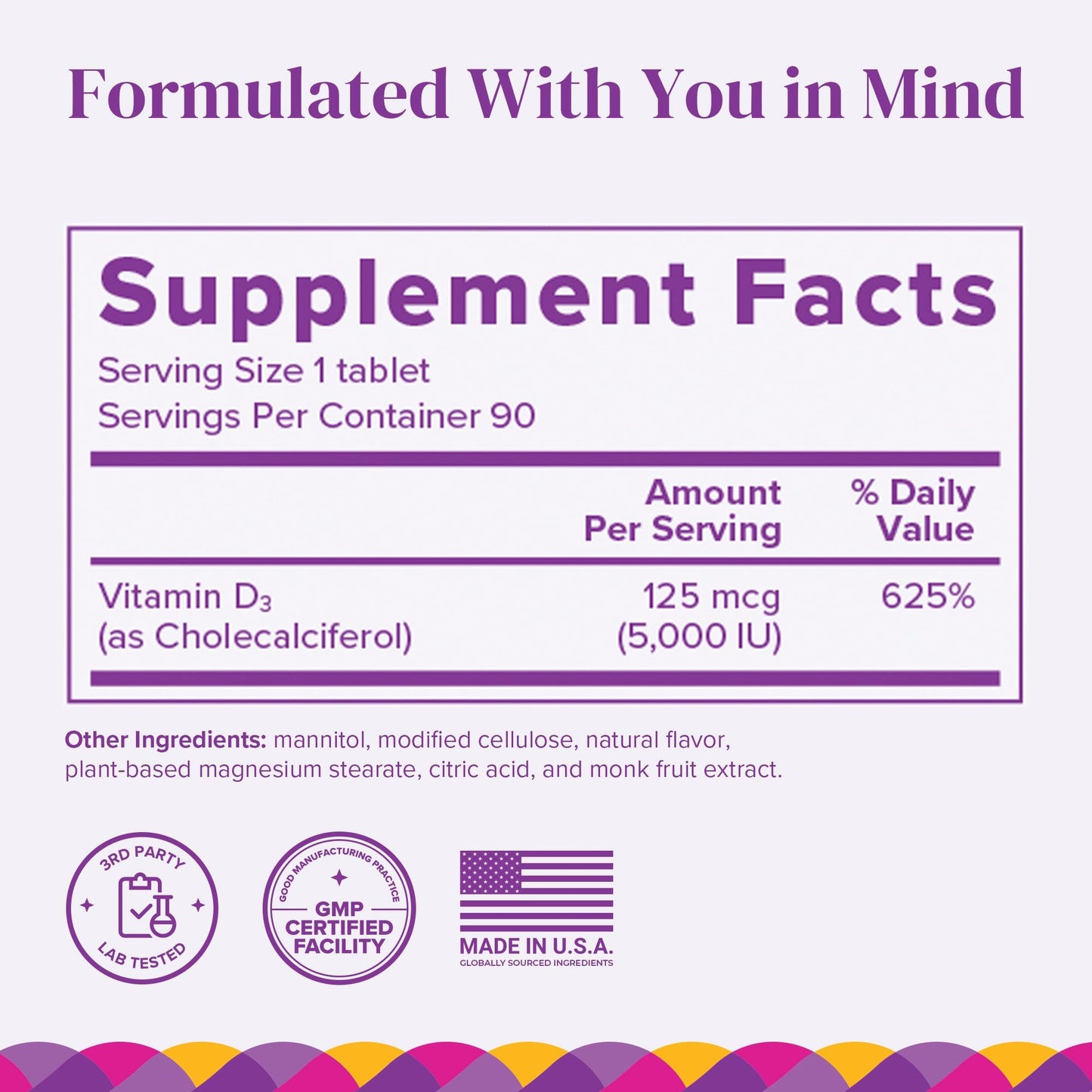 BariMelts Vitamin D3 5000 IU – 90 Fast-Dissolving Tablets (3-Month Supply) for Women | Natural Apple Flavor