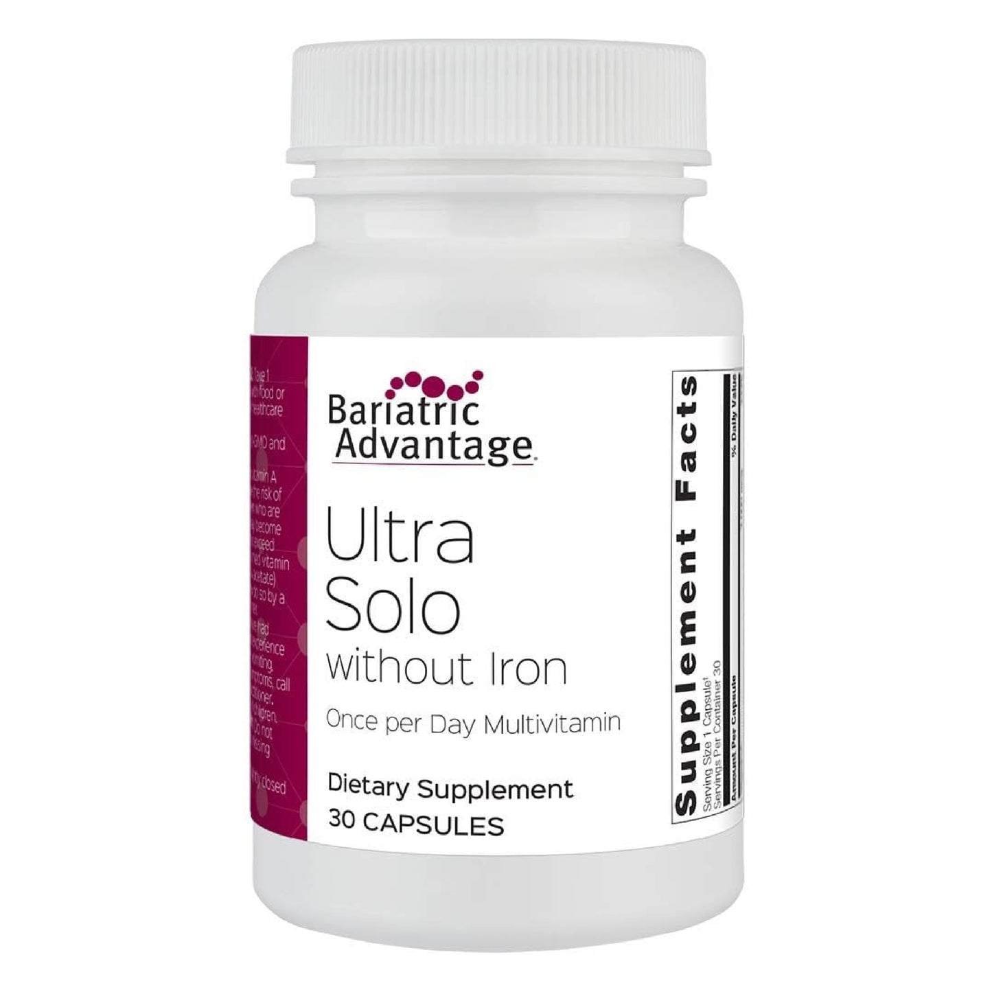 Bariatric Advantage Ultra Solo Without Iron – Once-Daily Bariatric Multivitamin (Gluten Free) 30 Count