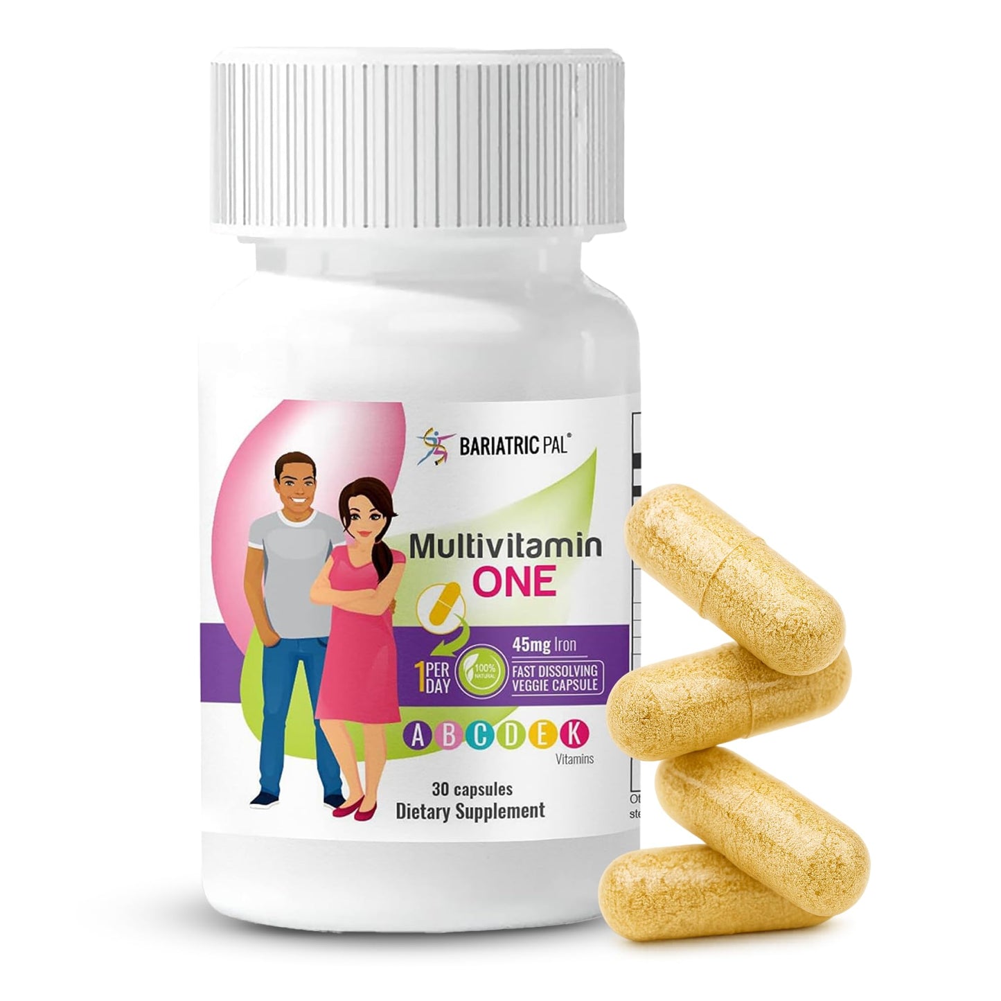 BariatricPal Multivitamin ONE 1 Per Day | 45 mg Iron | 30 Count