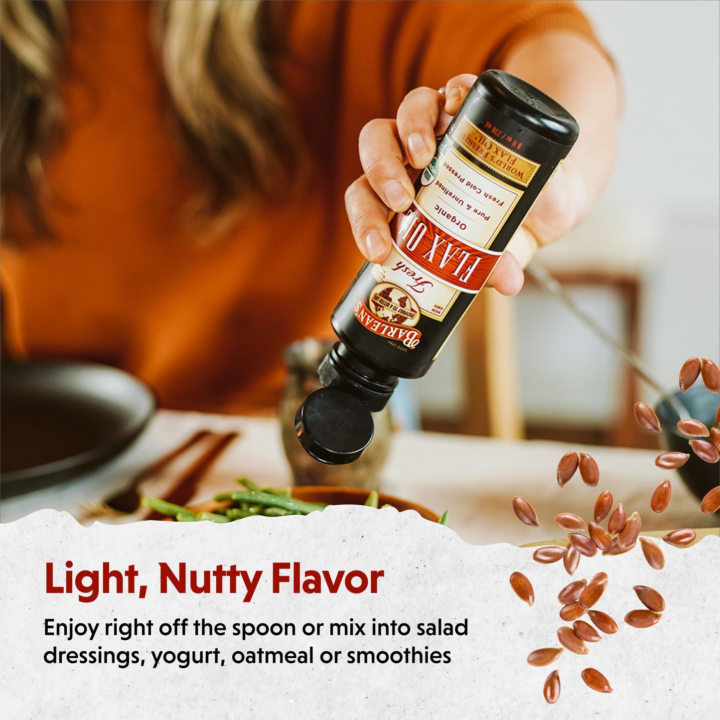 Barlean's Organic Flaxseed Oil - Cold-Pressed, 7,640 mg ALA Omega-3, 8 oz | Vegan & Gluten Free