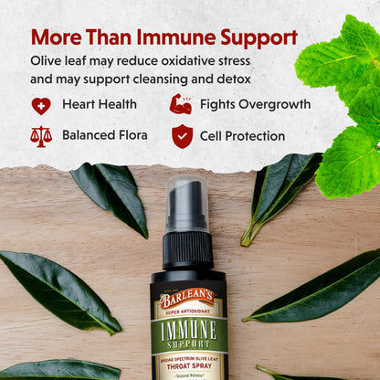 Barlean's Olive Leaf Complex Throat Spray - Immune Support, Itchy Throat Relief (1.5 oz)