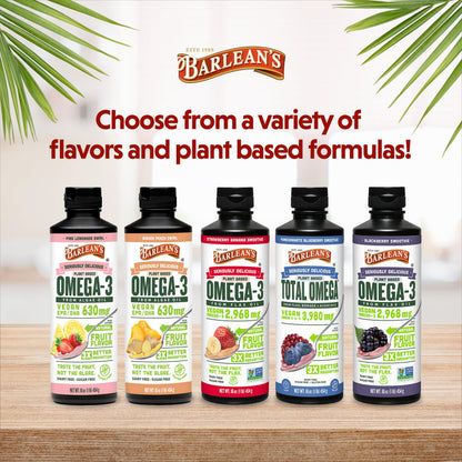 Barlean's Pink Lemonade Vegan Omega-3 Algae Oil – 630 mg EPA & DHA, 16 oz