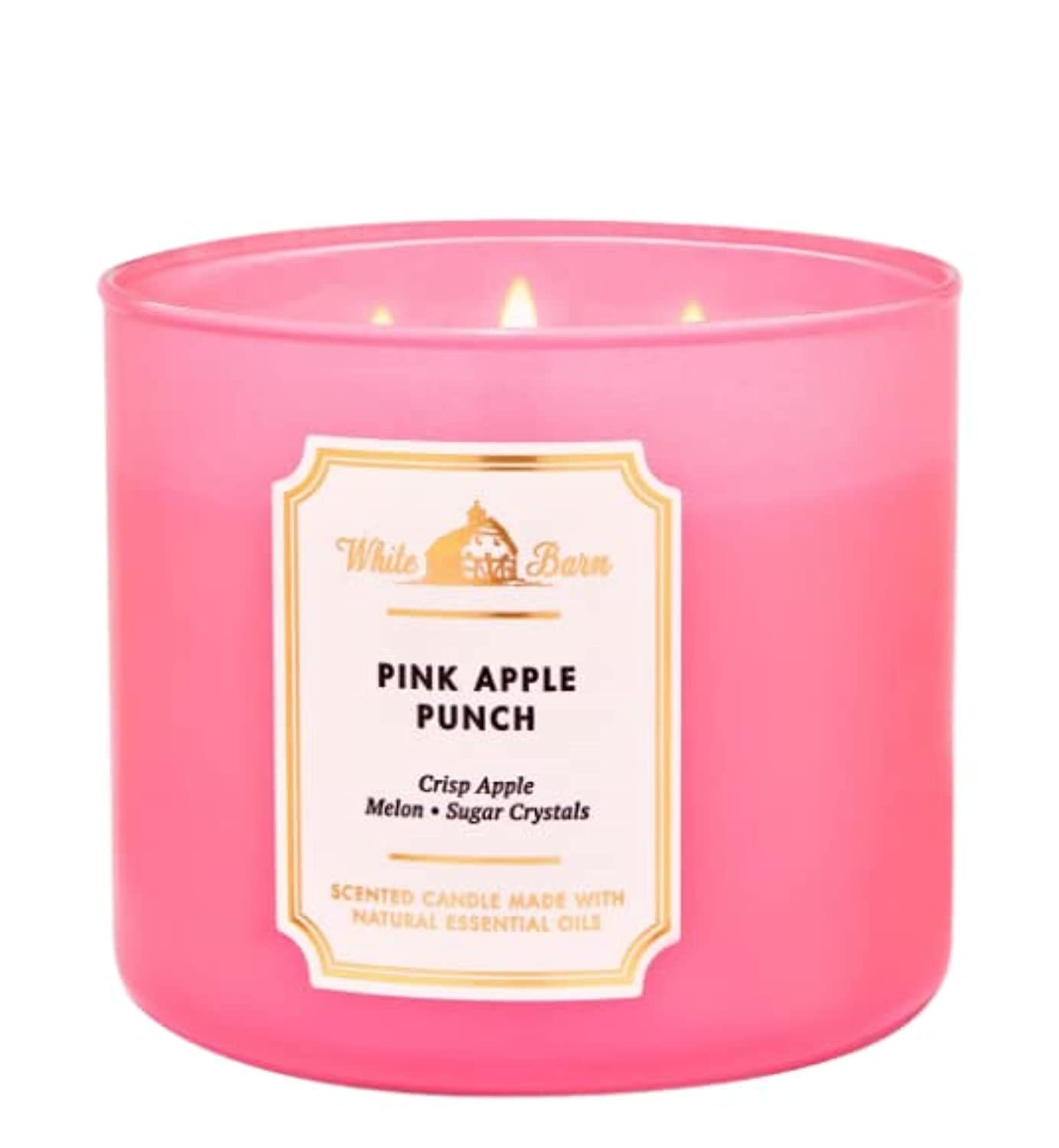 Bath & Body Works White Barn 3-Wick Candle with Essential Oils – Pink Apple Punch 14.5 oz