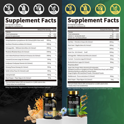 BBEEAAUU Sea Moss & Shilajit Bundle - Energy & Immunity, 480 Capsules