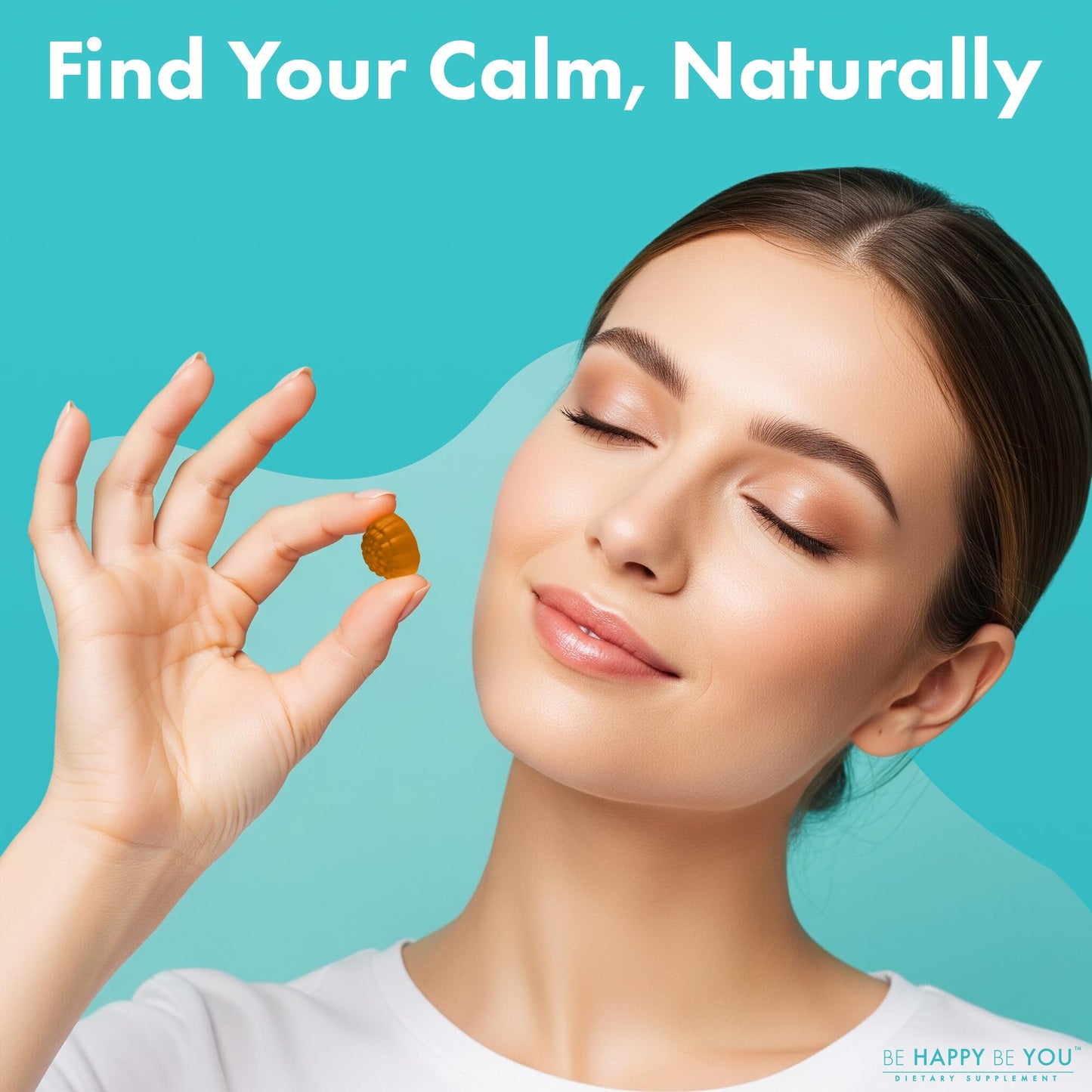 Be Happy Be You Calm & Stress Relief Gummies – Organic Hemp Seed Oil, L-Theanine, GABA & Ashwagandha | Vegan Apple Flavor 90 Ct
