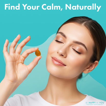 Be Happy Be You Calm & Stress Relief Gummies – Organic Hemp Seed Oil, L-Theanine, GABA & Ashwagandha | Vegan Apple Flavor 90 Ct