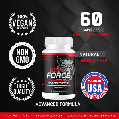 Beast Force for Men Pills – Official BeastForce Capsules | Premium All-Natural, 60 Count