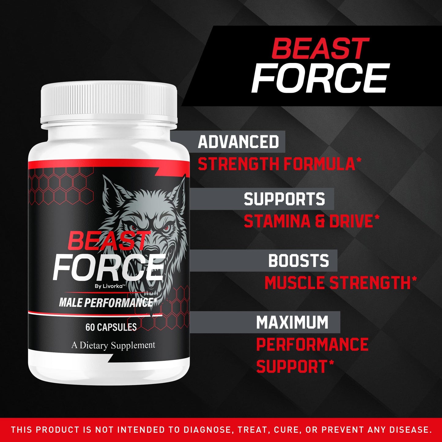 Beast Force for Men Pills – Official BeastForce Capsules | Premium All-Natural, 60 Count