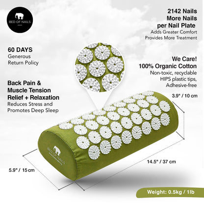 BED OF NAILS Original Acupressure Lumbar Cushion Pillow – 2142 Points, Green