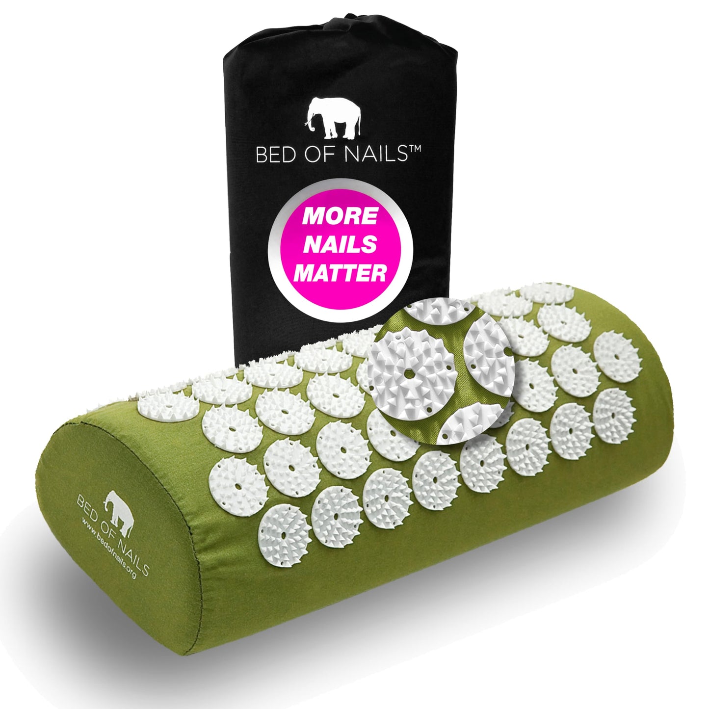 BED OF NAILS Original Acupressure Lumbar Cushion Pillow – 2142 Points, Green