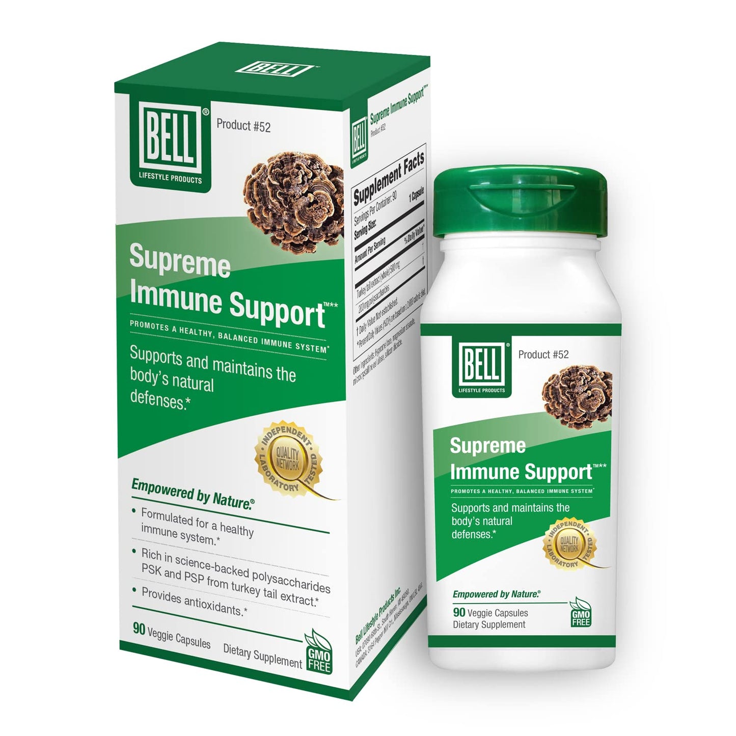 Bell Supreme Immune Support™ Mushroom Supplement - Turkey Tail Blend for Immune Support | 90 Capsules