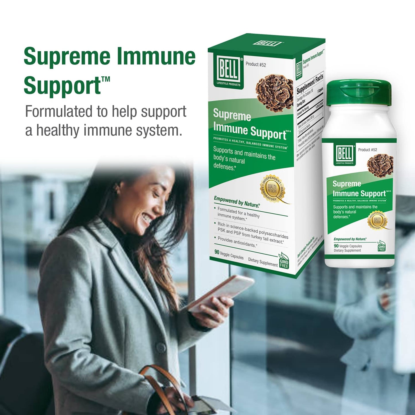 Bell Supreme Immune Support™ Mushroom Supplement - Turkey Tail Blend for Immune Support | 90 Capsules