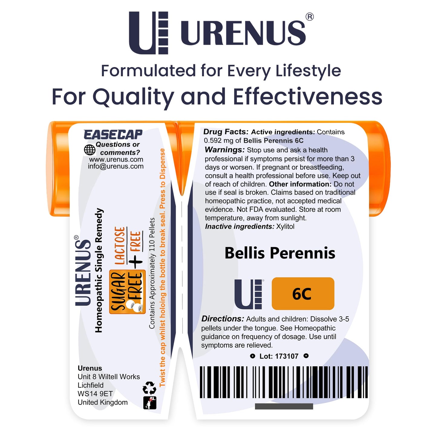 Bellis Perennis 6C Sugar Free Lactose Free Homeopathic Remedy – 110 Pellets | Urenus