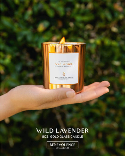 Benevolence LA Wild Lavender Wood Wick Candle – 8oz Soy Christmas Scented Candle