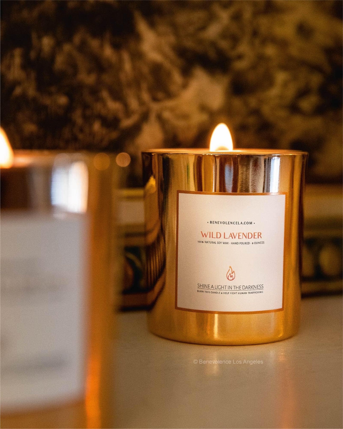 Benevolence LA Wild Lavender Wood Wick Candle – 8oz Soy Christmas Scented Candle