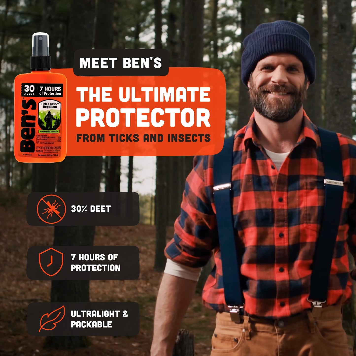 Ben's Tick & Insect Repellent - Travel-Size 30% DEET Bug Spray - 7 Hours Protection - Fragrance-Free - 3.4 oz (4 Pack)