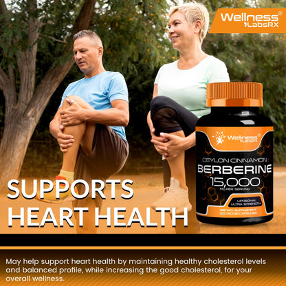 WELLNESS LABSRX Berberine 15,000mg – 120 Capsules | Third-Party Tested HCL with Cinnamon, Black Pepper & Apple Cider Vinegar