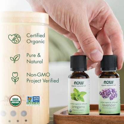 NOW Essential Oils Organic Bergamot Oil — 100% Pure, Cold-Pressed, Sweet Citrus Aroma, 1 oz