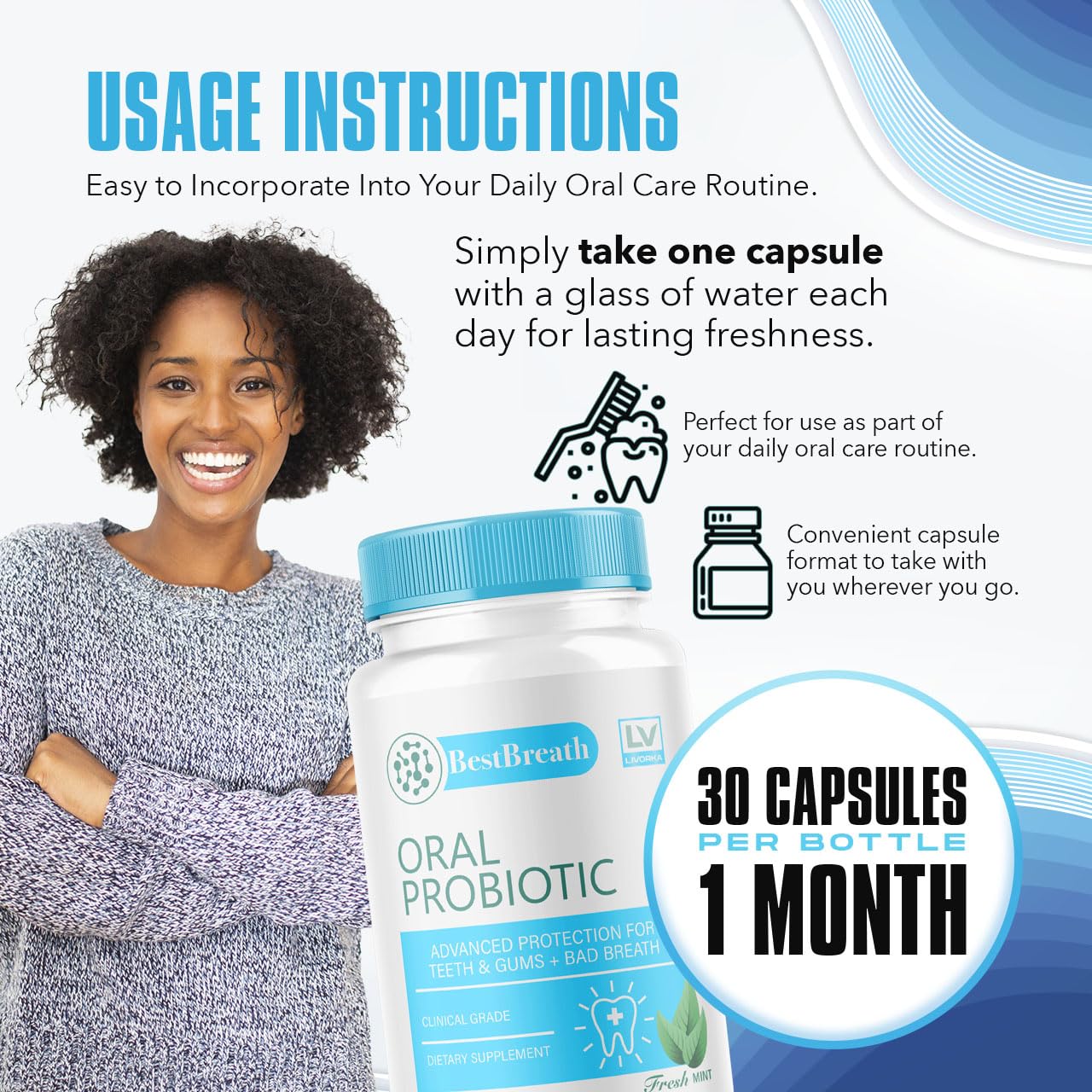 1 Pack Best Breath Oral Probiotic – 30 Capsules (1 Month Supply)