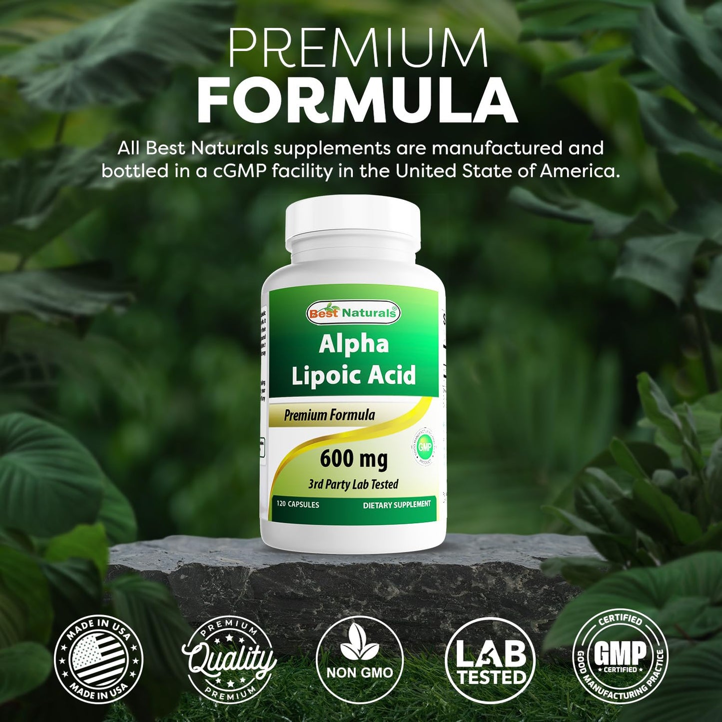 Best Naturals Alpha Lipoic Acid 600 mg | 120 Count (Pack of 2) – Non-GMO, Gluten Free