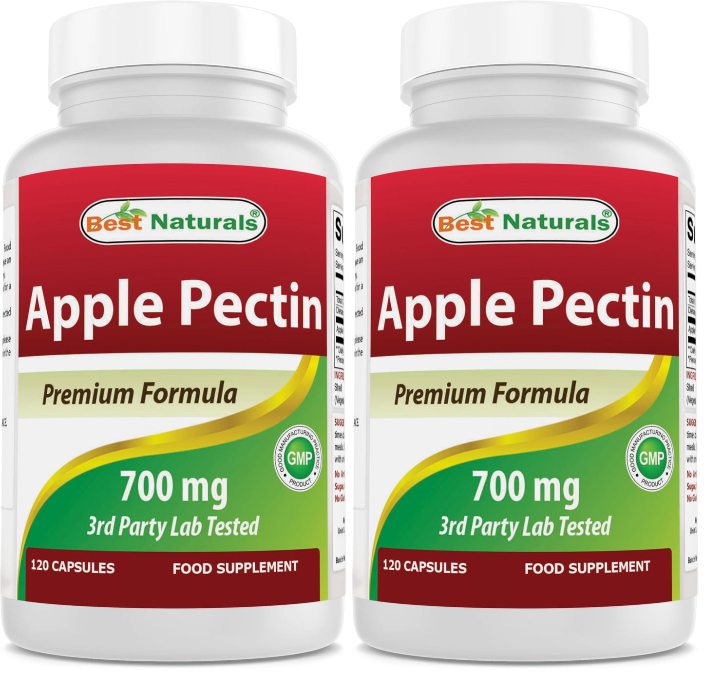 Best Naturals Apple Pectin 700 mg – 120 Capsules (Pack of 2) | Non-GMO, Gluten Free, Made in USA
