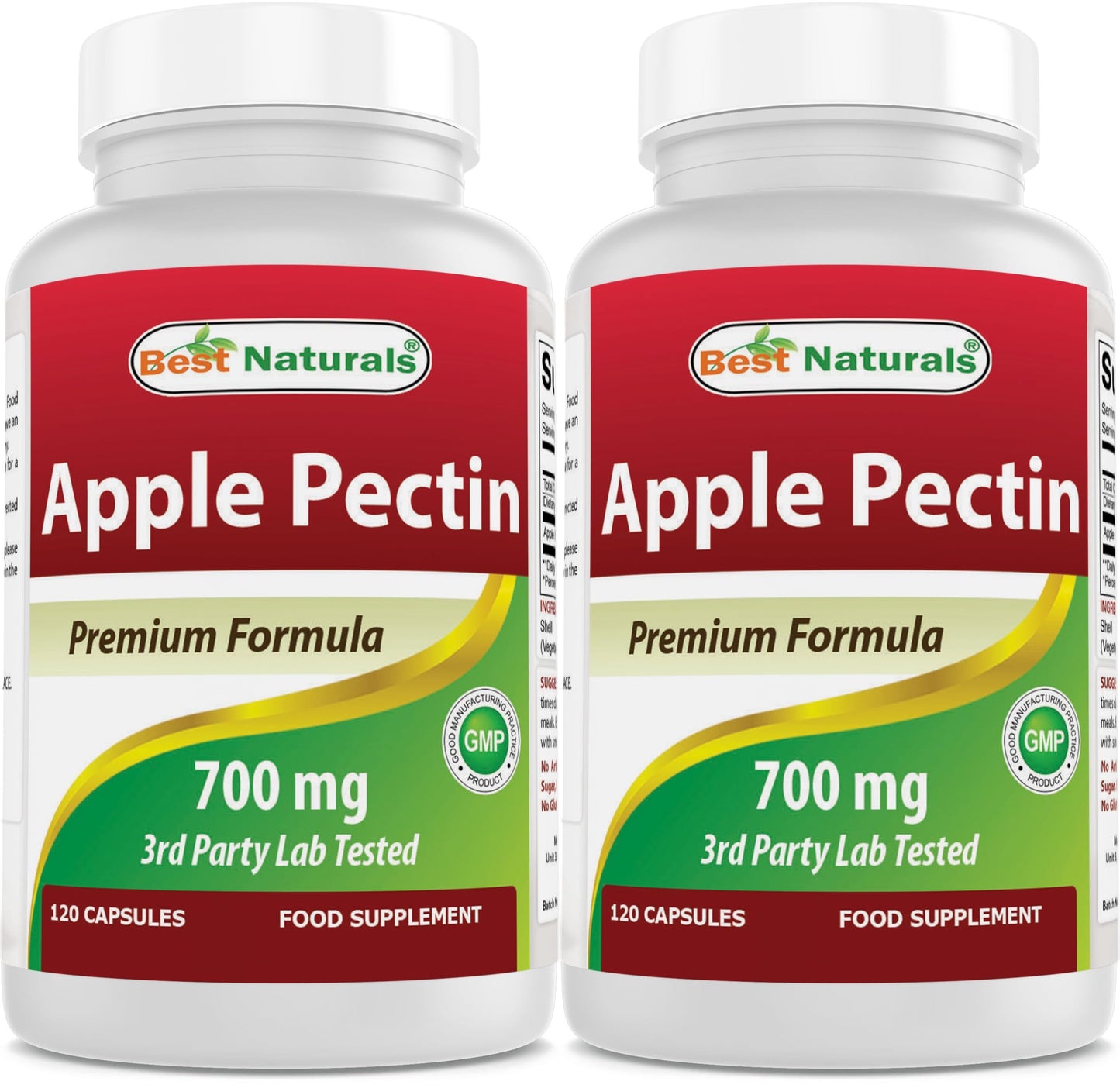 Best Naturals Apple Pectin 700 mg – Dietary Fiber & Intestinal Support | 120 Capsules (Pack of 2)