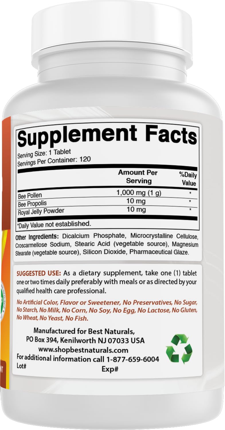 Best Naturals Bee Pollen Complex 1000 mg | 120 Tablets