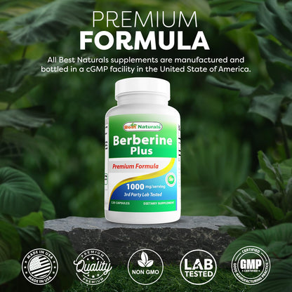 Best Naturals Berberine Plus 1000 mg/Serving – 120 Capsules (Pack of 2)