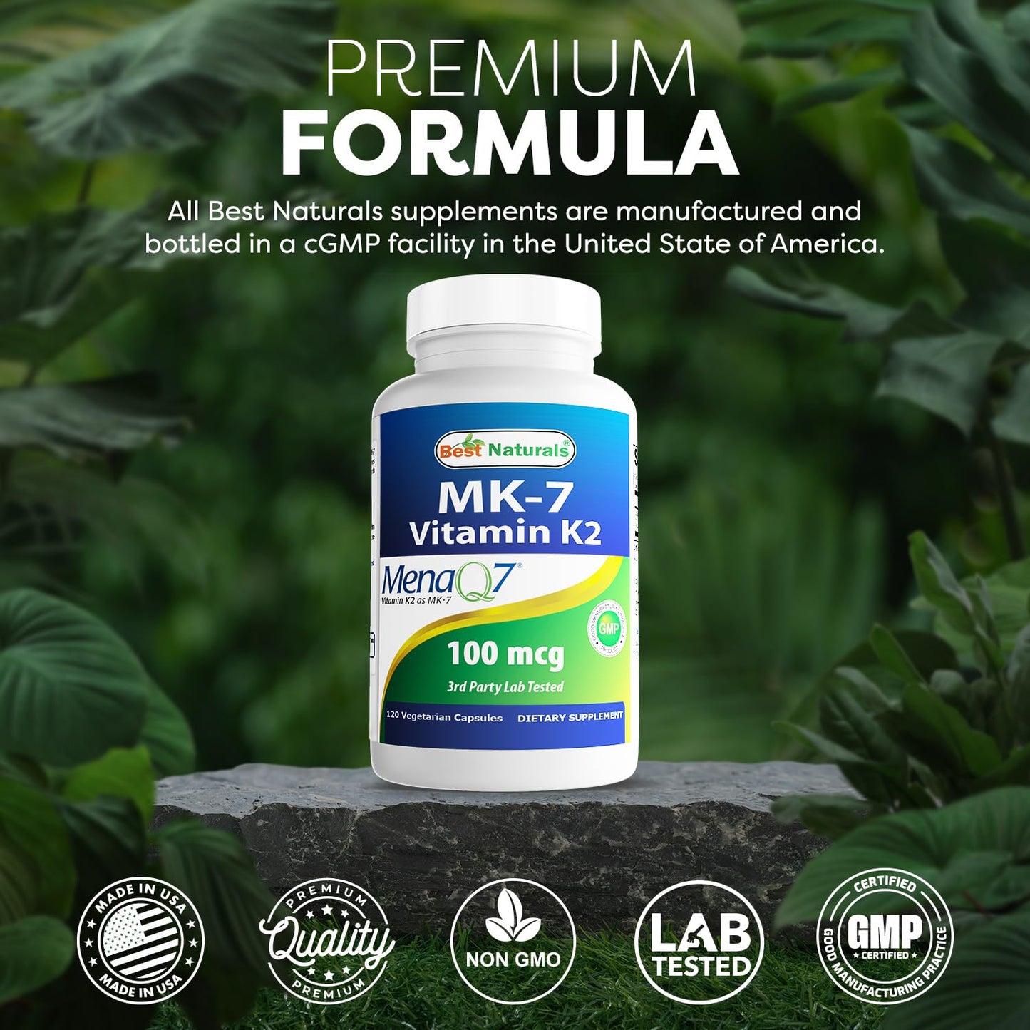 Best Naturals MK-7 Vitamin K2 100 mcg - 120 Vcaps