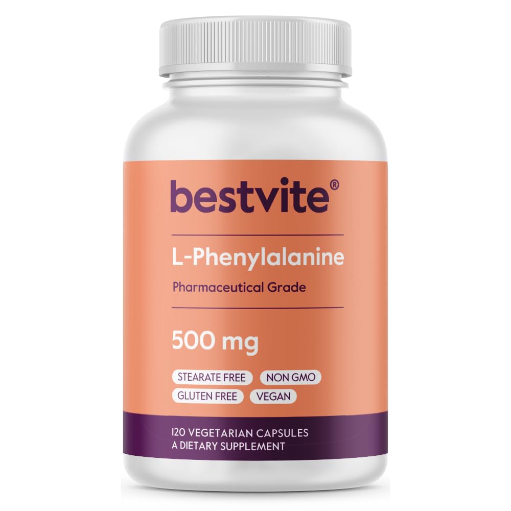 BESTVITE L-Phenylalanine 500mg – 120 Veg Capsules | Vegan, Gluten Free, Non-GMO