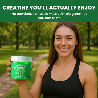 Big Bear Bites Creatine Monohydrate Gummies – 5g Daily Dose, Pack of 90, Sugar-Free, Gluten-Free, Halal, Green Apple Flavor