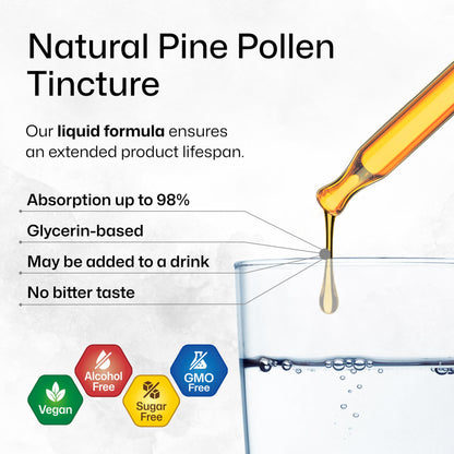 BIO KRAUTER Pine Pollen Tincture | Immune Support Liquid Extract (2 Fl Oz) - Alcohol & Sugar Free