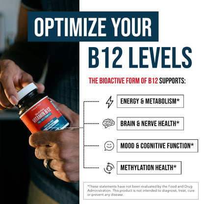 BioActive Vitamin B12 1000 mcg | All 3 BioActive Forms B12 Plus Methylfolate Cofactor - Methyl B12, Adenosyl B12 & Hydroxy B12 | Supports Energy, B12 Levels & Mood | Vegan, Non-GMO (60 Servings)